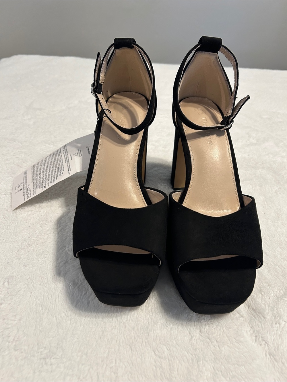 The Drop Women’s Hamalie Black Suede ankle strap platform Sandals. Chucky Heel. - Picture 2 of 10